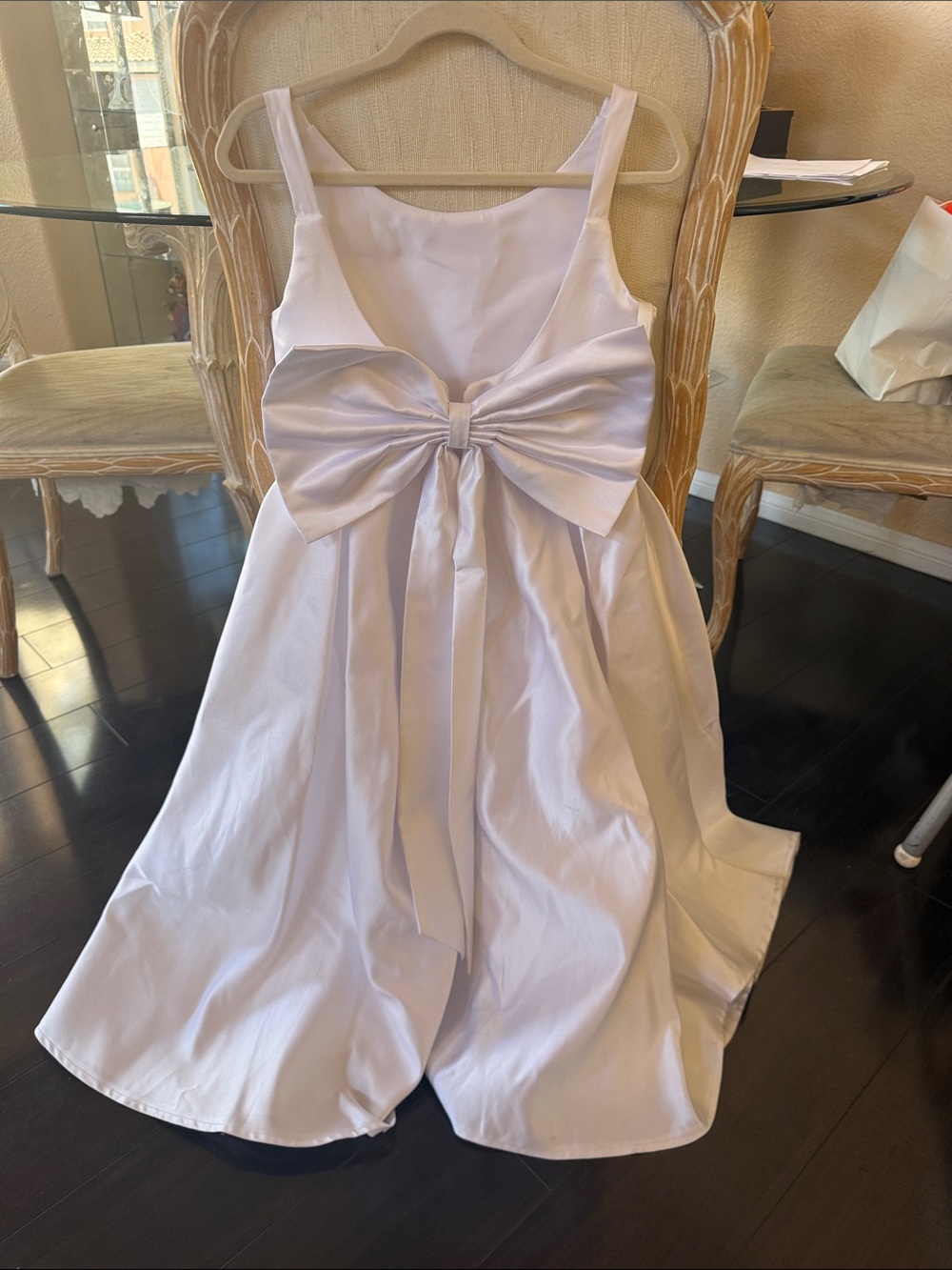 White Bow-Front Kids Dress
